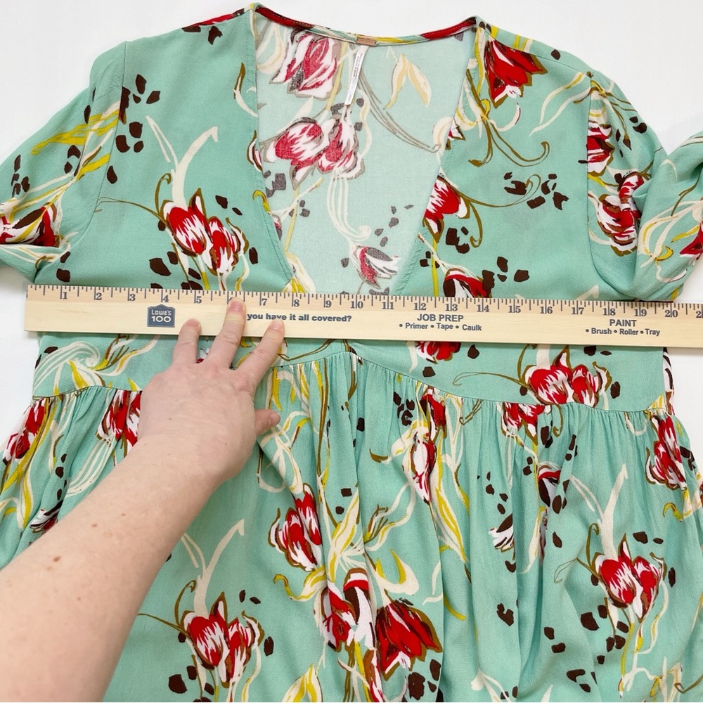 Free People Bella Printed Tunic V-Neck Bell Sleeve Top Flouncy Babydoll Small - Picture 4 of 8